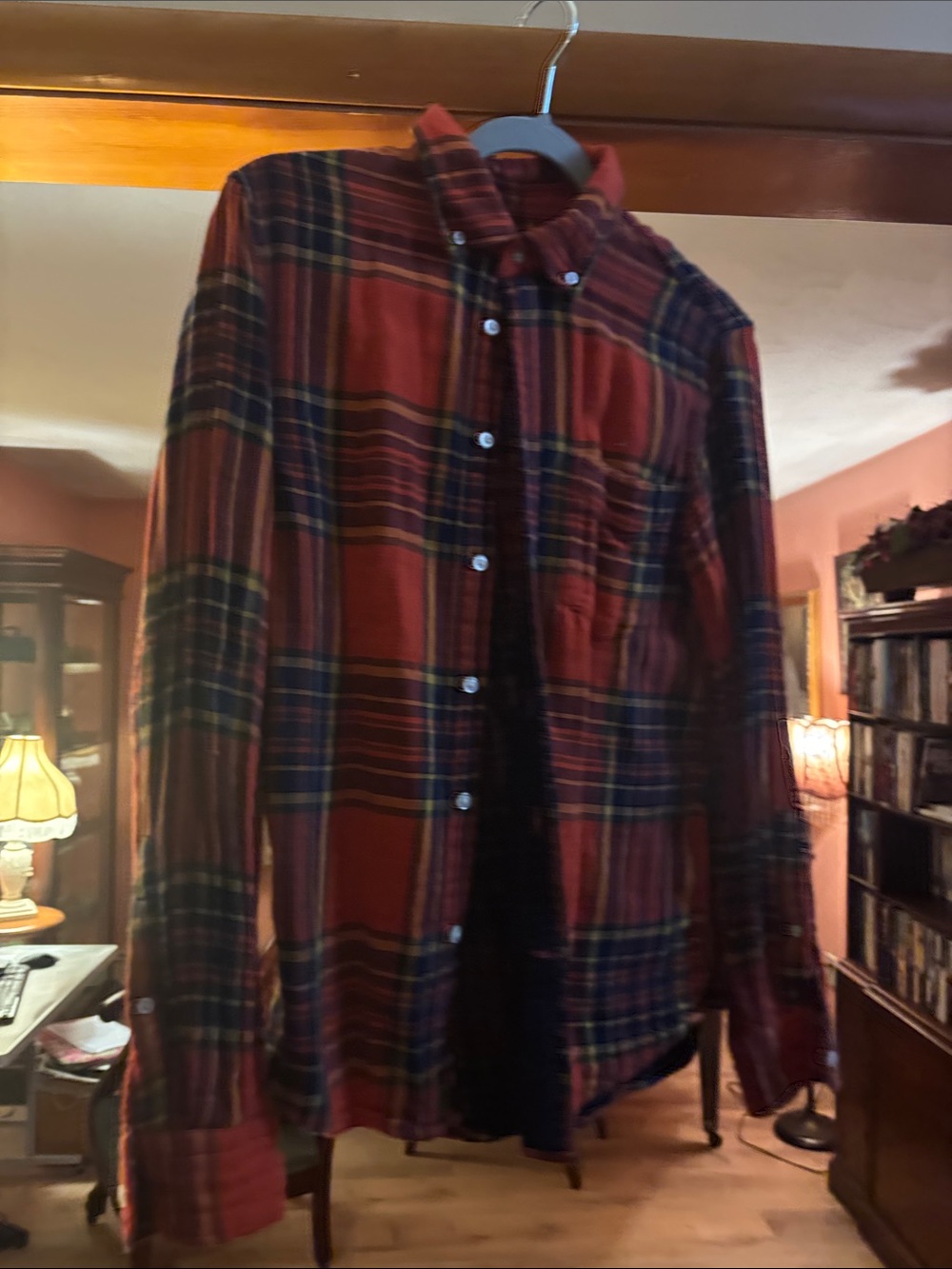 Men's Red Plaid Button-Down Shirt